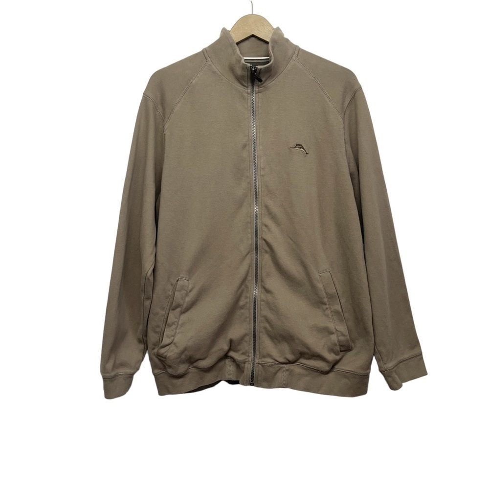 Tommy Bahama Tan Mock Neck Full Zip Jacket Size Large